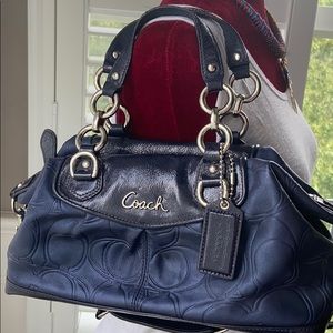 Coach Blue Leather Logo Bag